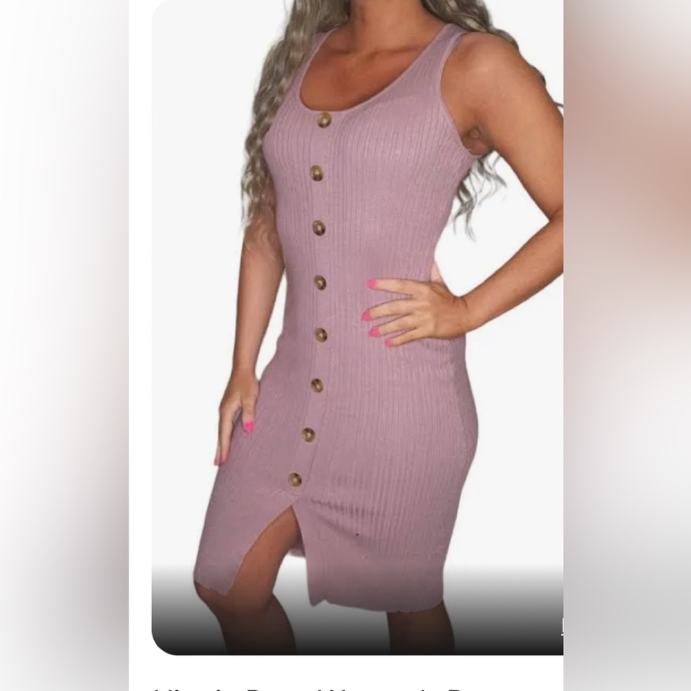 New Hippie Rose MIDI ribbed tank dress with buttons. Size S